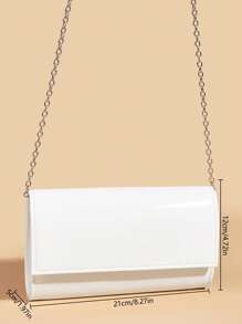 优雅、精致、低调奢华，时尚奢华纯色漆皮手拿包，方便携带，时尚PU材质，适合女性，可用于婚礼、派对、舞会、盛会和其他场合。 - 白色 - 查看 8