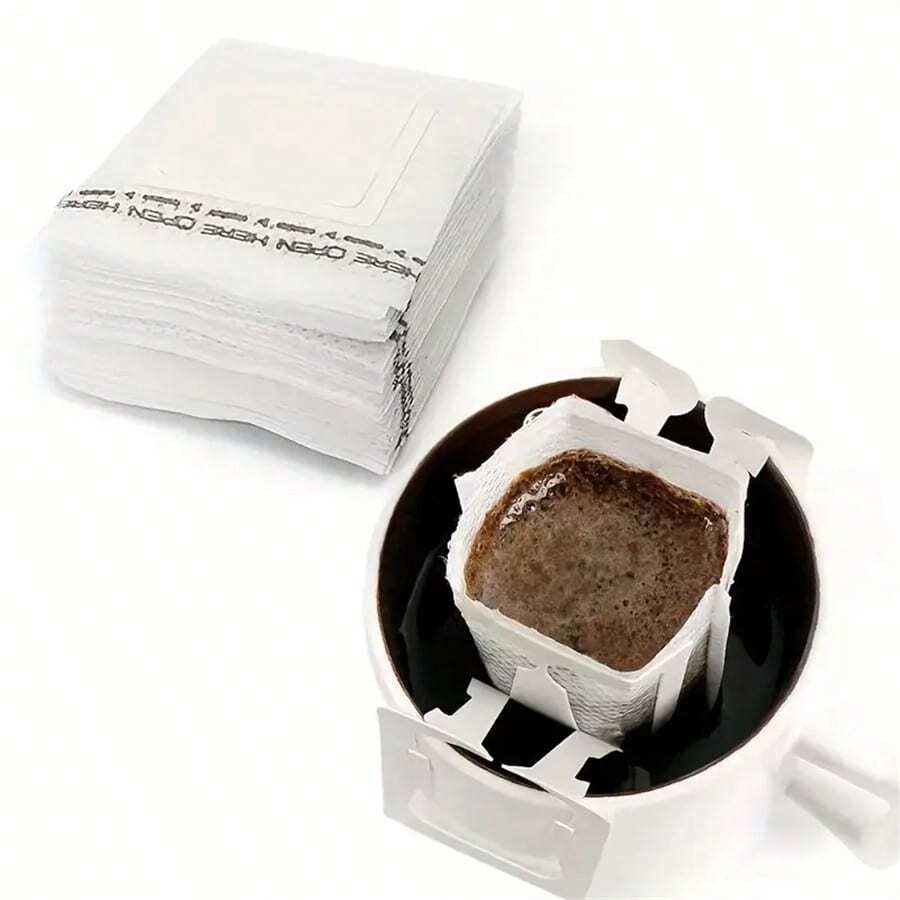 50-Pack Portable Drip Coffee Filter Bags - Disposable Easy Strain Coffee Paper Filters With Reusable Holder For Fresh Brewed Coffee - Premium Quality Guaranteed - White - View 1