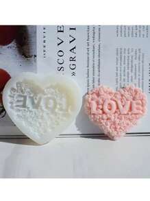 1 件心形和爱心字母硅胶模具，适用于厨房和餐厅制作巧克力、糖果、饼干、蛋糕