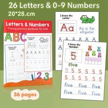 Lachilly Alphabet 0-9 Tracing Book - 36PCS Montessori Writing Practice Workbook For Kids 3-5, Homeschool Learning Activities + Teacher Classroom Supplies, Learning Materials For Kindergarten
