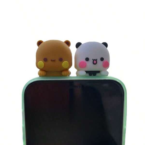 Cute Yier Bubu Dudu Mobile Phone Ornament Cartoon Anime Figure Bear Doll Kawaii Panda Mini Toy Screen Decor Custom Couple Gift