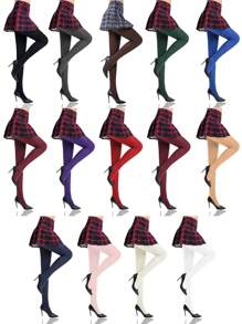 1 Pair Women's Control Top High Elastic Soft Opaque Pantyhose Tights Fall Halloween Tights Black Tights Winter Clothes For Women Goth Medias Tights Plus Size Stockings Fishnet Stockings - Multicolor - View 2