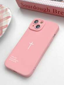 White Pink Slogan Element Fashion Phone Case Psalm 46:5 Cross Christian Style Phone Case Compatible With IPhone Galaxy And Other Smartphone Models Pink Floral Print Can Be Used As A Gift Or For Personal Use Easter Spring Gift Birthday - Multicolor - View 6