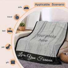 Customizable Photo Blanket, Soft Woven All-Season Throw Blanket, High-Definition Digital Printing, Ideal Gift For Boys, Boy, Girl, Grandparents, Siblings, Parents, Valentine's Day - Multipurpose, Lightweight, Comfortable For Bed, Sofa, Camping, Travel,Multi-Functional,Ornamental,Letter,Stylish,Soft,Modern,Colorful,Kawaii,Adorable,Cute,Casual,Custom,Personalised,Unique,Customized,Baby Gifts,Ideal Gifts For Him,Ideal Gifts For Her,Son,Daughter - Multicolor - View 10