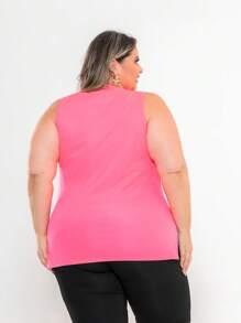 Kit 2 Regatas Dry Fit Feminina Plus Size Tapa Bumbum Academia Fitness Esportiva - Preto e Rosa - Visão 4