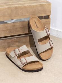 Fashionable Women's Cork Open-Toe Sandals Double Row Adjustable For Stylish Outdoor Summer Slippers - 米色 - 查看 6