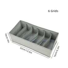 Organizador de ropa interior, calcetines, pantalones, sujetador, caja de almacenamiento, armarios, cajones, armario, ropa, bufanda, cajas organizadoras de almacenamiento para dormitorio - Gris claro 6 cuadrículas - Ver 10