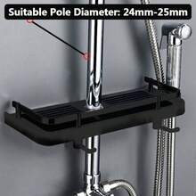 Bathroom Organizer Shower Storage Holder Rack No Drilling For Wall Household Item Shampoo Tray Stand Detachable Floating Shelf - Black - View 3