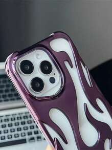 Ốp lưng điện thoại mềm mạ điện chống rơi họa tiết ngọn lửa rỗng thời trang Y2K mới, tương thích với iPhone [IP], Galaxy [Galax], [Sam]/15ProMax/16proMax/16pro/14proMax/14pro/13proMax/Tương thích với iPhone 16/11/12/13/14/15/A13/A14/A15/S22Ultra/S23Ultra/S24Ultra/S25Ultra/S22/S23/S24/S25/A16/A53/A54/A55 Chống nước, chống sốc, chống trầy xước, quà tặng sinh nhật mùa xuân - Màu tím - Xem 4