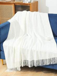 50 X 60 Inch Diamond gebreide deken, lichtgewicht zacht comfortabel voor bed, bank, cottage, buiten, reizen, kantoor