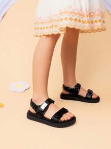 Girls Sandals Two Strapped Casual Open Toe Sandals Little Kid/Big Kid - 黑色 - 查看 3