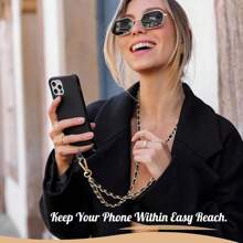 NYXIA Lanț universal pentru telefon mobil, cu lanț din metal, curea antifurt încrucișată compatibilă cu Iphone 16 15 și majoritatea smartphone-urilor Suport pentru gât pentru femei pentru șnur auriu, negru și roz