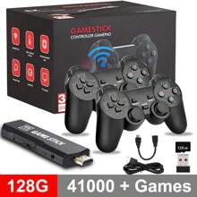 X2 Wireless Retro Game Console 128G, Retro Game Stick , Built-In 40+ Emulators, 40000+ Games, 4K HD Output With 2.4GHz Wireless Controller, Plug And Retro Play Video Games For TV Playstation5 Cable Remote Remote Control Usb - Black - View 10