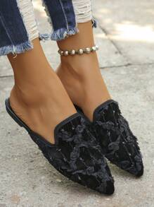 Ballerine con punta affusolata e stampa leopardata, slip-on, con fiocco, da donna taglie comode (EU 35-45), leggere e confortevoli per uso casual quotidiano, adatte per primavera, estate e autunno, sabot