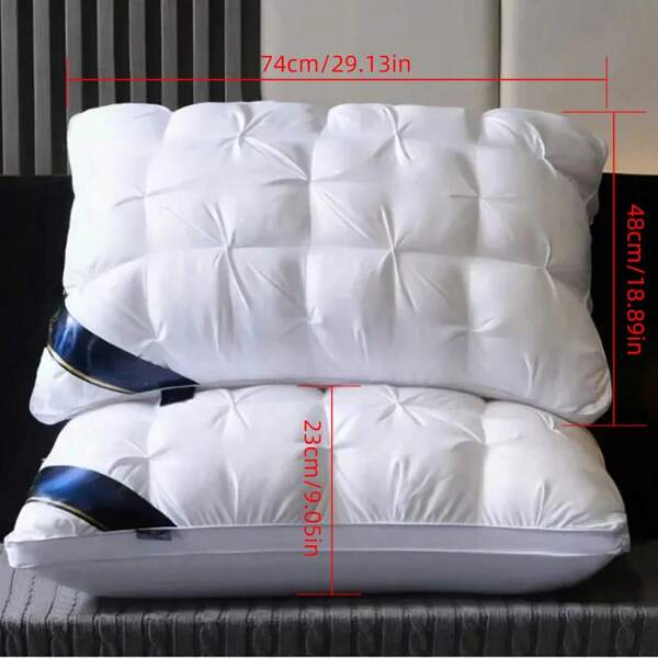 2X Large Elastic Rear Bed Pillow, Filled With Feather Velvet That Is Not Easy To Collapse And Has Good Resilience, Sturdy And Luxurious Striped Pillow, 74 * 48cm
