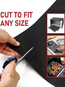 1PC/4PCSTấm lót lò nướng chống dính phủ sợi thủy tinh màu đen có thể tái sử dụng, Tấm lót lò vi sóng, Tấm lót lò nướng - Nhiệt độ cao, Tấm lót lò vi sóng, Tấm lót lò nướng chống dính - màu đen - Xem 5