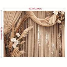Bohemian Style Flower And Reed Decor Curtain - Multipurpose Polyester Backdrop, Suitable For Party And Home Decor, No Electricity Required, Suitable For Spring And Summer Events