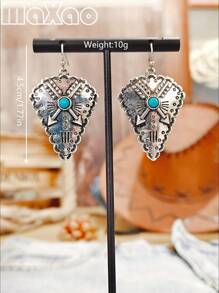 1 stuk Retro Western Style Turquoise Oorbellen, Geschikt voor Dagelijkse Cowgirl Dragen of Evenementen voor Vrouwen, Voeg Deze Vintage Oorbellen Toe Aan Uw Sieradendoos