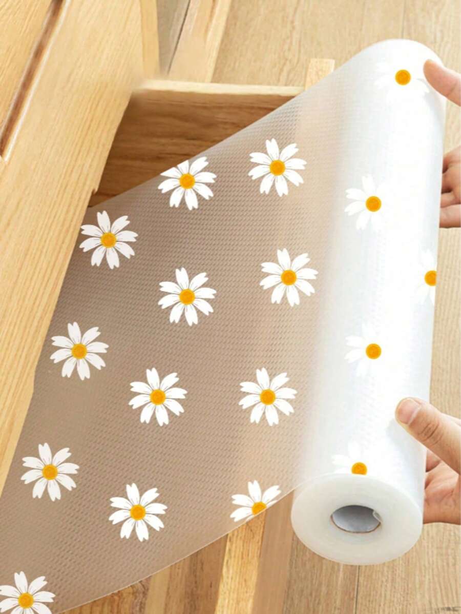 1 卷食品接触级材料黛西厨房橱柜搁板衬垫，不粘抽屉衬垫，防滑冰箱衬垫，EVA 防水冰箱垫橱柜垫简易餐垫。