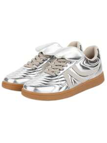 2025 Fashion Sneakers For Women Lace Up Tennis Shoes Low-Top Sneakers Walking Dressy Comfortable Casual Retro Sneakers Vintage Shoes Street Style - 銀色 - 查看 8