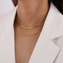 1pc European & American Style Exaggerated Personalized Simple Rock Retro Metal Snake Bone Necklace