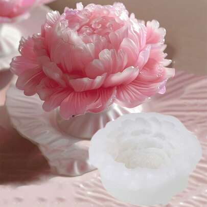 DIY 3D Simulated Peony Flower Shaped Silicone Mold Handmade Multiple Petals Flower Aromatherapy Candle Mold Plaster Resin Desk Decor Plant Soap Molud