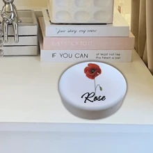 1 pieza Caja de almacenamiento de joyería personalizada con motivo floral y piedra natal, con nombre personalizado, caja redonda blanca que almacena anillos, collares, pendientes, regalo reflexivo para familia, amigos, pareja, mejor opción para el Día de San Valentín, boda, regreso a clases, lo personalizado lo hace único