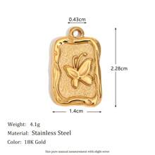 1pc Fashionable Geometric Jewelry Accessory, 18K Gold Plated Stainless Steel Water Drop Rose Cube Pendant, For Women