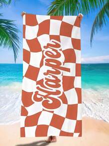 3PCS Personalized Vintage Plaid Beach Towel, Outdoor Beach Activities Shawl, Blanket, Beach Mat, Suitable For Outdoor Travel, Beach Picnic, Party, Indoor DecorationSummer Travel,Vacation