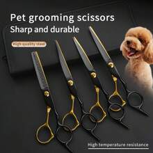 Premium Tiergrooming-Scherensatz, Edelstahl Hunde- und Katzen-Trimm-Scheren mit ergonomischem Design für beide Hände, professionelles Werkzeug zum Schneiden von Tierhaar inklusive Kamm und Pflegezubehör