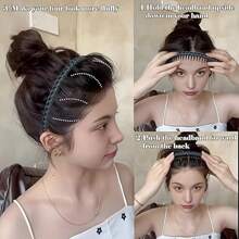 1 件女士防滑齿形头带，带发夹和绑带功能的发带，适合洗脸的彩色时尚塑料头带，黑色和棕色可选 - 彩色 - 查看 8