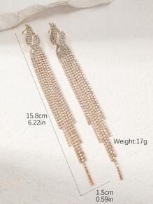 New Style Crystal Diamond Long Tassel Earrings, Street Fashion Bride Wedding Dazzling Pendant Earrings