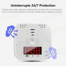 Carbon Monoxide Detector, Portable CO Detector For Travel, Battery Powered CO Gas Monitoring Instrument, Alarm Sound And Light Alarm, Portable CO Detector For Household Kitchen