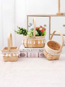 1pc Handwoven Flower Basket, Gift For Women's Day, Teacher's Day, Mother's Day, Succulent Basket, Storage Basket, Rattan Gift Basket