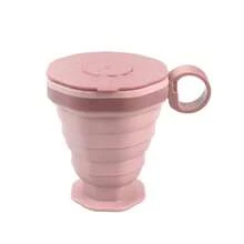 Nueva taza de café plegable portátil, taza de agua plegable para exteriores, taza de viaje con tapa, taza para enjuague bucal - Bolsa de PP rosa - Ver 2