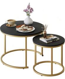 Nesting Coffee Tables Round Side Tables Set Of 2 Balcony Side Tables