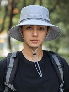 1pc Unisex Solid Color Mesh Wide Brim Bucket Hat, Breathable Sun Protection Hat For Outdoor Activities, Fishing, Hiking, Camping, Suitable For Daily Use - Solid Color - View 10