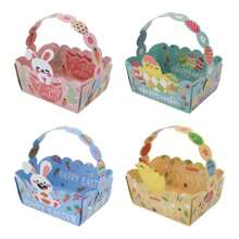 12/24PCS 12*9*6cm Creative Easter DIY Gift Boxes, Adorable Rabbit & Chick Elements To Handcraft And Convey Heartfelt Wishes, Instantly Boost Party & Holiday Atmosphere!