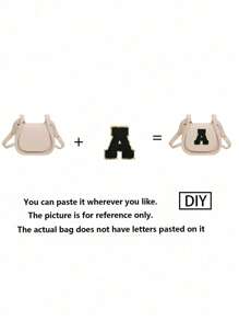 A Mini Casual, Versatile Simple Solid Color DIY PU Material Crossbody Shoulder Bag, Printed With 26 A-Z Letters. Lipstick Coin Purse, Can Be Shoulder Or Crossbody. Suitable For Use When Going Out To Traveling And Shopping. Holiday Gifts. The Best Gift Friends. - Rice Bag + Black Letters 5.5 - View 7