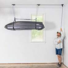 Cargo Box Storage, Garage Pulley System & Ceiling Hoist, Holds 150 Lbs,Boho Vibes - Black - View 2