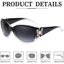 HYCHIC Polarized Sunglasses For Women 2026, Retro Shades With UV400 Protection Butterfly Decors (2 Pack) - A6(2裝)漸變黑/灰+玳瑁/棕 - 查看 5