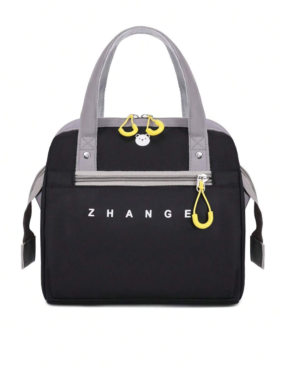 Bebé Bolsa de pañales con estampado de letra & con patrón de oso - Amarillo - Ver 1