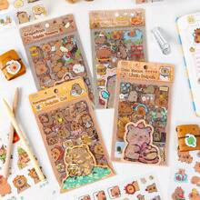 6 件水豚防水贴纸，可爱猪主题贴纸，适用于剪贴簿、日记、手机壳装饰、宠物安全、手工制作