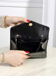 Cute, Charming Minimalist PU Material Square Handbag, Magnetic Closure, Elegant & Fashionable Party Clutch, Suitable For Women's Birthday, Evening Events Shoulder Bag - Black - View 5