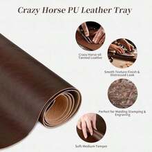 Hanobe Ottoman Serving Tray Large: 20'' Decorative Trays With Handles - Leather Coffee Table Decor For Extra Big Counter Home Living Room - Oversized - Brown1 - View 5
