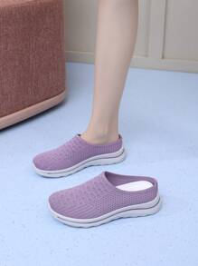 Women's Fashion Slippers, Soft Knit Flat Shoes, Breathable Soft Bottom Shoes, Casual Lightweight Slip-On Flats Suitable For Mothers And Pregnant Women, Size Runs Small