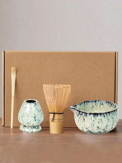 1pc/3pcs/4pcs Ceramic Matcha Set, Matcha Bowl, Matcha Whisk, Matcha Cup, Stirrer, Tea Scoop, Tea Bowl Set, Matcha Making, Dessert Pastry Making, Tea Drink Making Tools Set, Japanese Gift Box Tea Set, Song Dynasty Matcha Whisk Tool Set Back To School