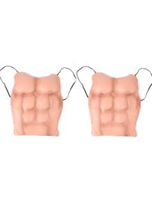 1pc Fake Chest Muscle & Belly Costume Prop For Holiday Party, Masquerade, Stage Performance, Funny Personalized Men's Muscle Outfit - Multicolor - View 4