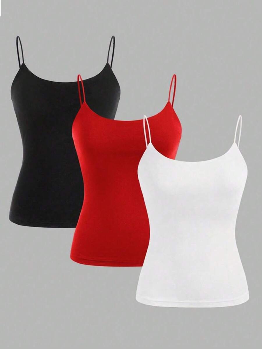 Kit 3 Aesthetic Moda Basic Strapless Tank Tops - Black, White and Red - View 1