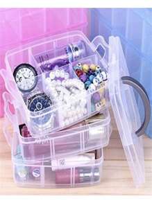 1 Peça De Caixa De Armazenamento Transparente De 3 Camadas E 18 Grades, Caixa De Organização De Brinquedos, Joias E Acessórios, Contêiner De Armazenamento Portátil, Presente Para O Dia Dos Namorados - aleatotia - Visão 3